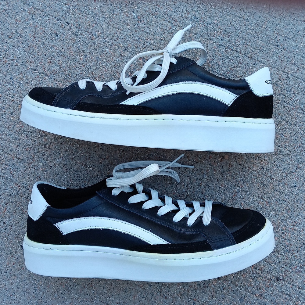 Nothing New Black Leather Platform Womens Sneakers - Picture 4 of 10